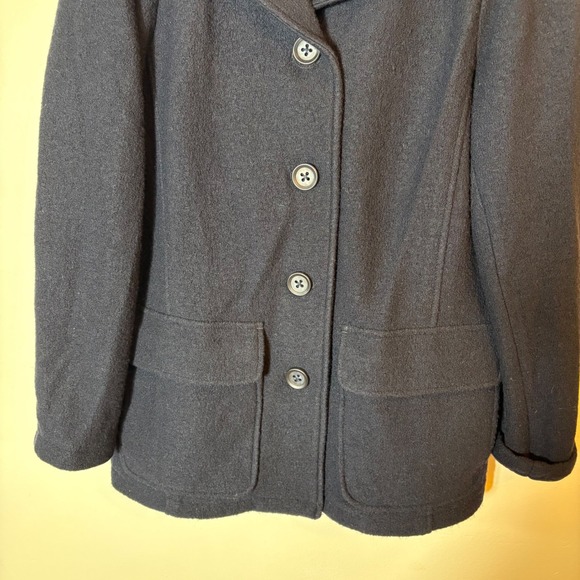 L.L. Bean Wool Button Front Coat Jacket Classic Style Large - Picture 3 of 6